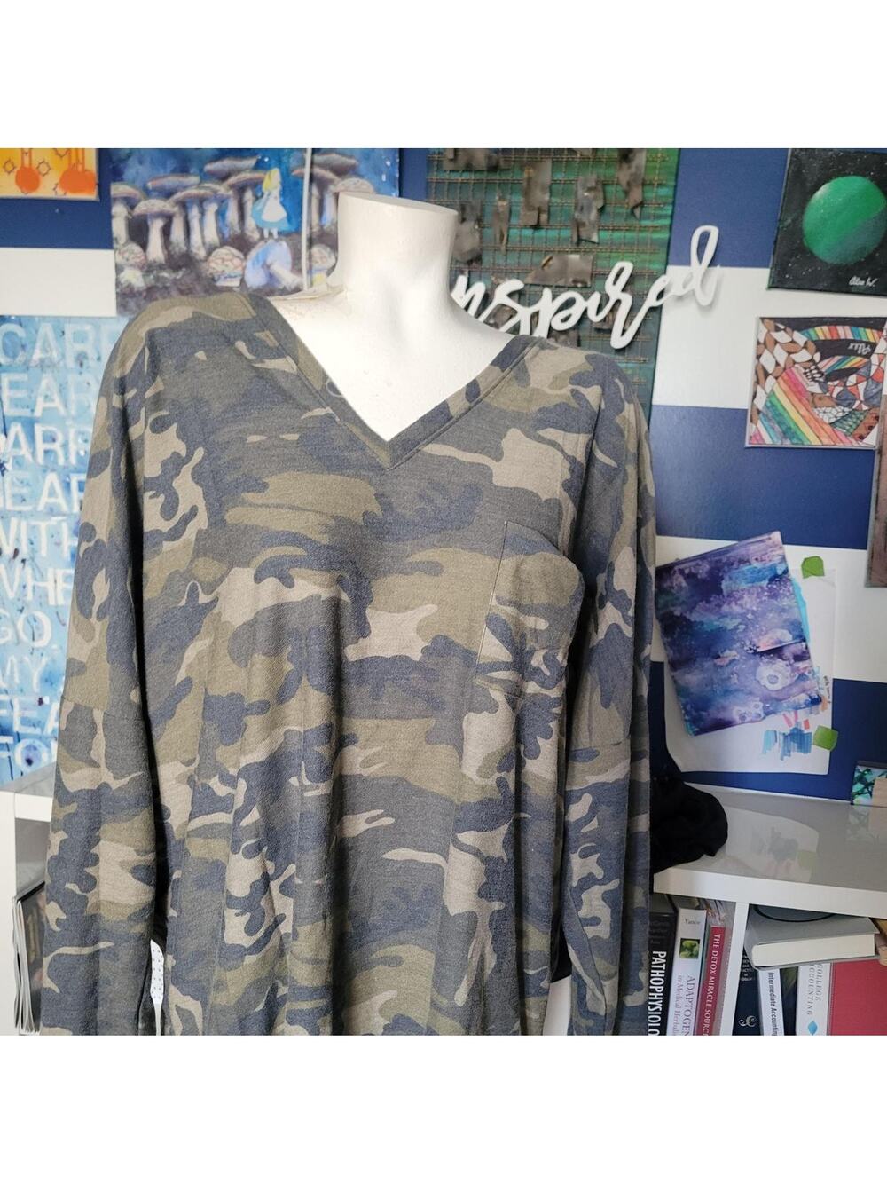 Camo long sleeve top print plus size NWOT 2X